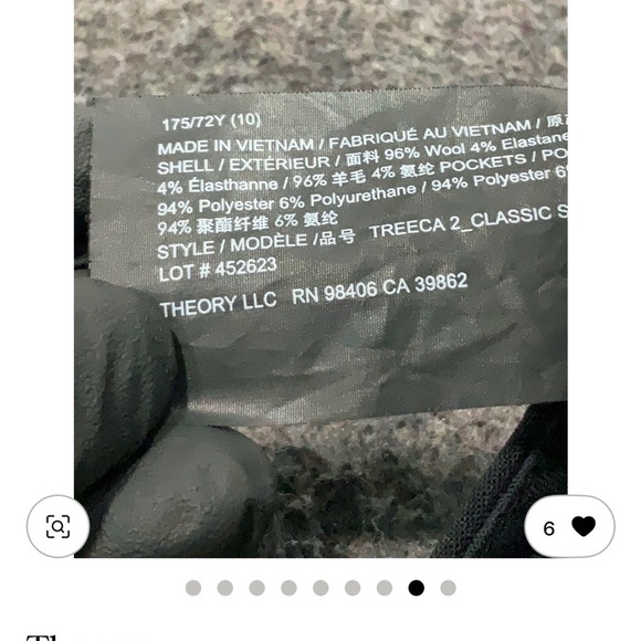 Theory Black Wool Slim-Fit Ankle Trousers Slacks Pants -Size 10 EUC - Picture 5 of 9